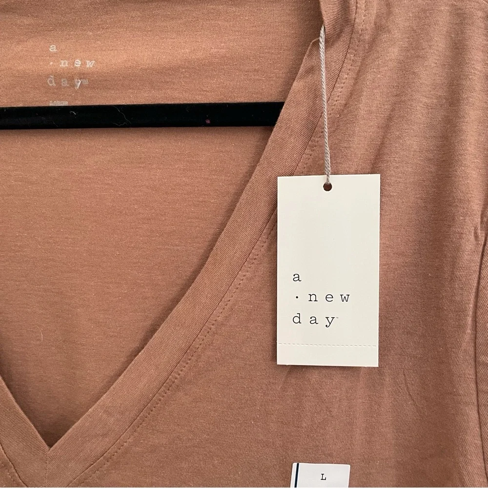 A New Day | Brown V Neck T-Shirt NWT - Picture 5 of 6